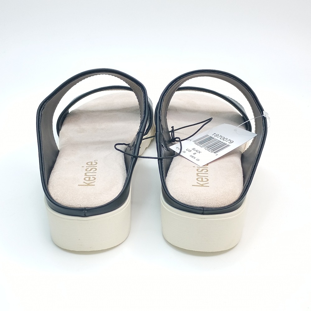 Kensie Endy Comfort Wedge Sandals Women Size 8 Black Faux Leather KS261620 - Picture 5 of 10